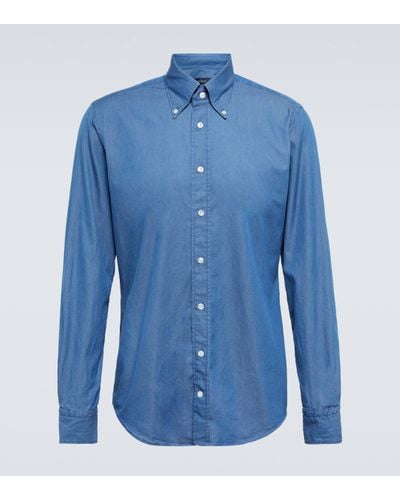 Thom Sweeney Cotton Chambray Shirt - Blue
