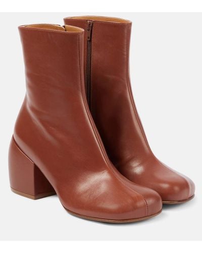 Dries Van Noten Ankle Boots aus Leder - Braun