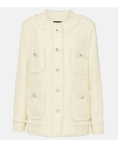 Dolce & Gabbana Wool-blend Tweed Jacket - Natural