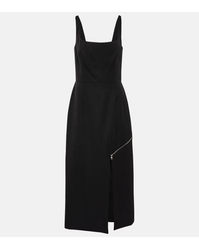 Alexander McQueen Asymmetric Wool Midi Dress - Black