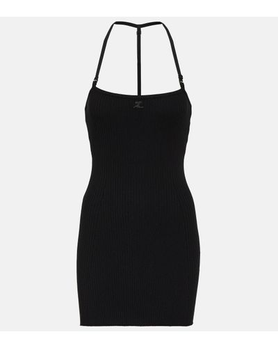 Courreges Ribbed-knit Minidress - Black