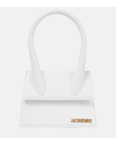 Jacquemus Borsa le chiquito in pelle con logo lettering in metallo - Bianco
