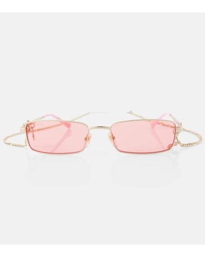 Gucci Eckige Sonnenbrille Cut Out - Pink