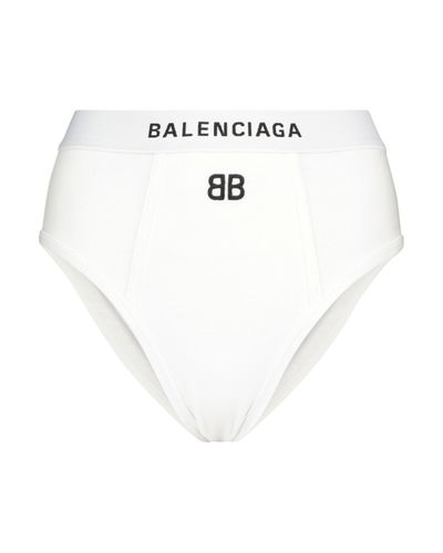 Balenciaga Culottes in cotone stretch con logo - Bianco