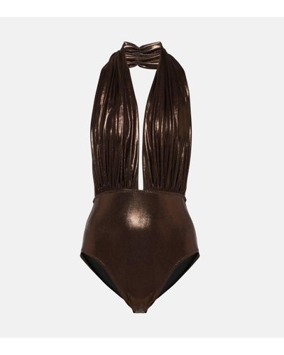 Norma Kamali Halterneck Swimsuit - Brown