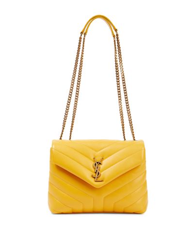 Saint Laurent Sac Loulou Small en cuir - Jaune