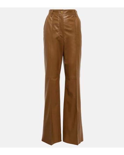 Gucci High-Rise-Hose aus Leder - Braun