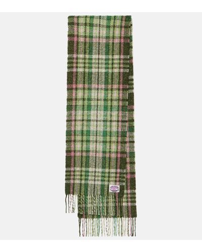 Acne Studios Checked Wool And Silk-blend Scarf - Green