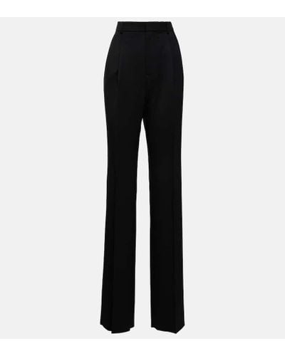 Saint Laurent High-rise Wool Straight Pants - Black