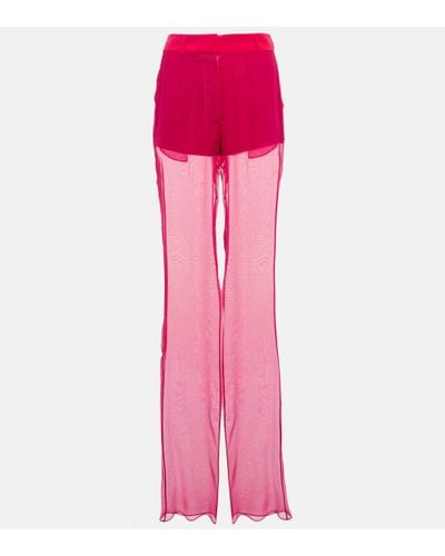 Nensi Dojaka Mid-rise Wide-leg Silk Trousers - Pink