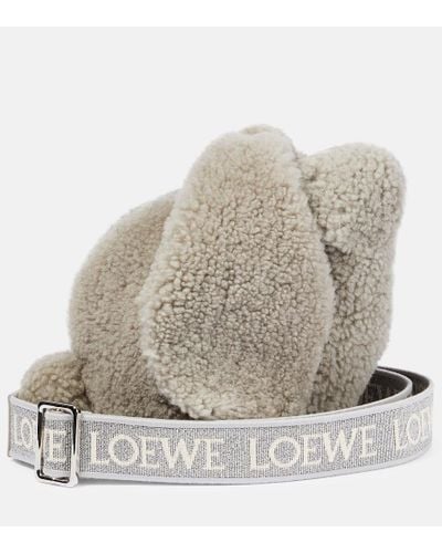 Loewe Borsa a spalla Bunny Small in shearling - Grigio