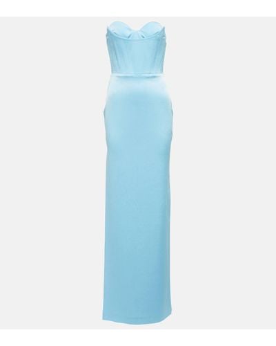 Alex Perry Robe longue Honore en satin - Bleu