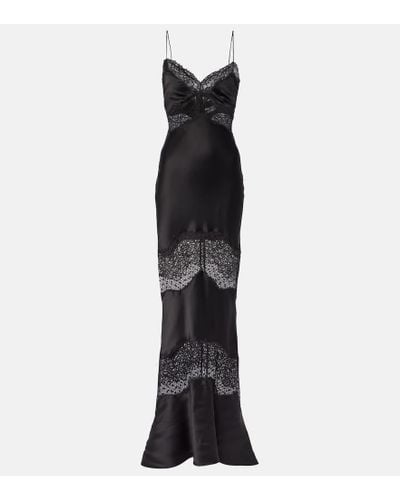 Rebecca Vallance Vestido de fiesta Larisa de saten con encaje - Negro