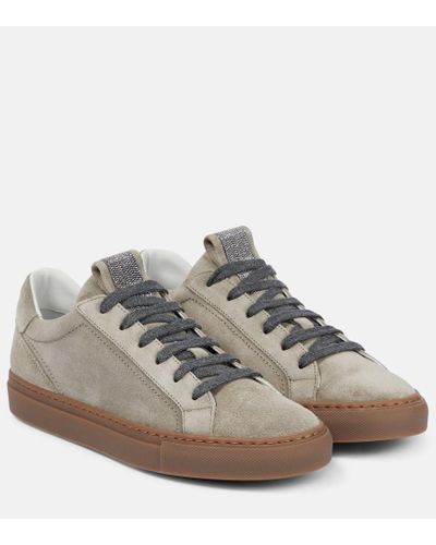 Brunello Cucinelli Sneakers aus Veloursleder - Grau