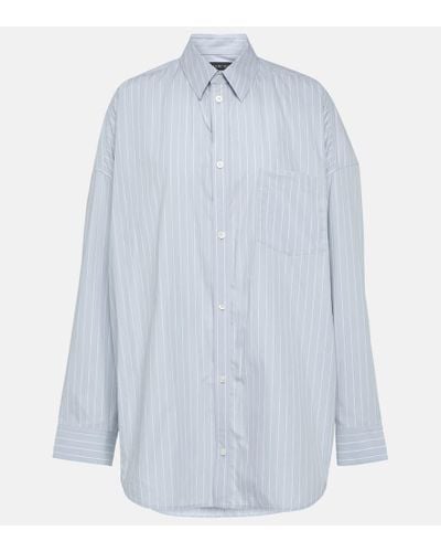 Balenciaga Camicia oversize in cotone a righe - Blu