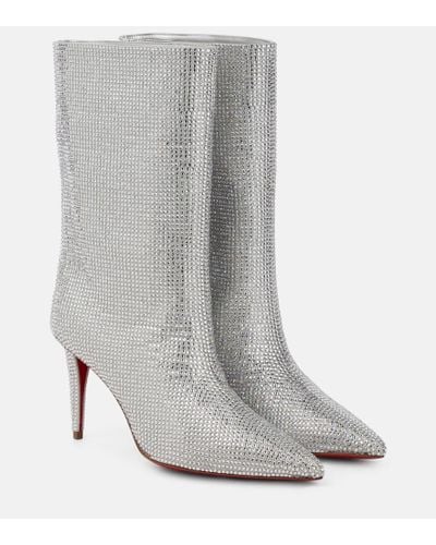 Christian Louboutin Ankle Boots Astrilarge Strass mit Kristallen - Grau