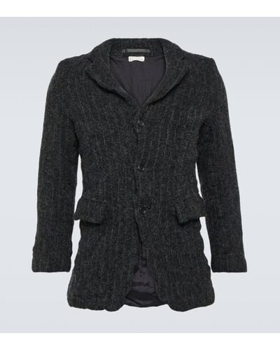 Comme des Garçons Pinstripe Wool Tweed Blazer - Black
