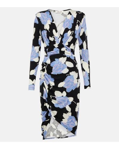 Diane von Furstenberg Magena Floral Midi Dress - Blue