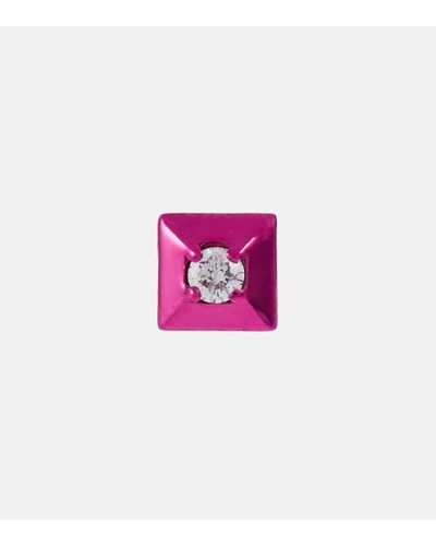 Eera Orecchino singolo Mini Small in oro bianco 18kt con diamante - Rosa