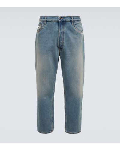 Prada Distressed Mid-rise Tapered Jeans - Blue