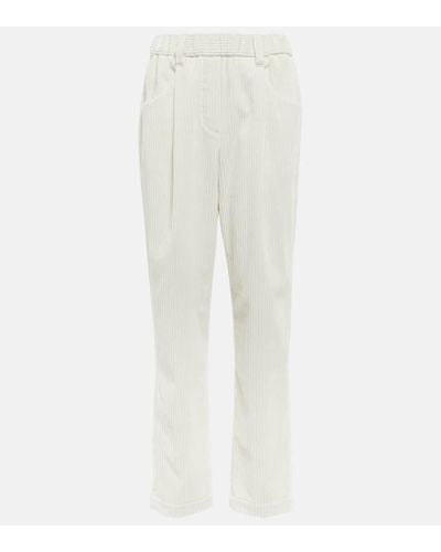 Brunello Cucinelli Pantalon en pana de algodon - Blanco