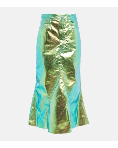 Rick Owens Denim Midi Skirt - Green