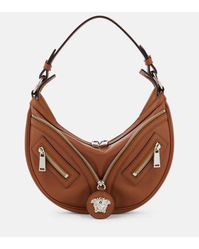Versace Repeat Small Leather Shoulder Bag - Brown