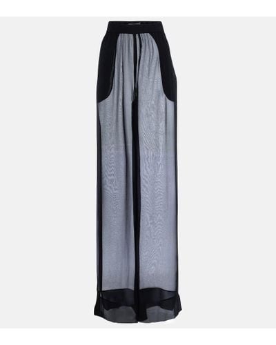Saint Laurent Pantaloni in seta a gamba larga - Blu