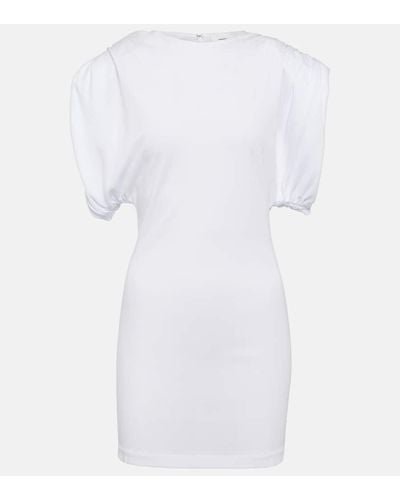 Wardrobe NYC Vestido corto de jersey fruncido - Blanco