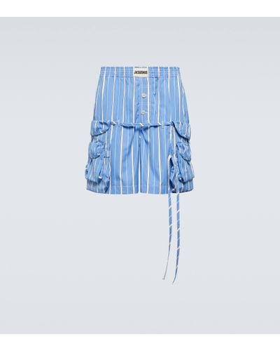 Jacquemus Le Short Trivela Striped Cotton Shorts - Blue