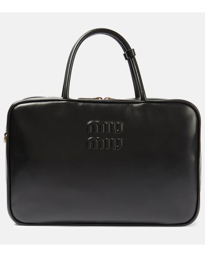 Miu Miu Tote Softy Medium aus Leder - Schwarz