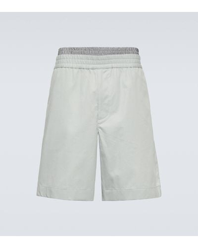 Bottega Veneta Layered Cotton Twill Bermuda Shorts - White