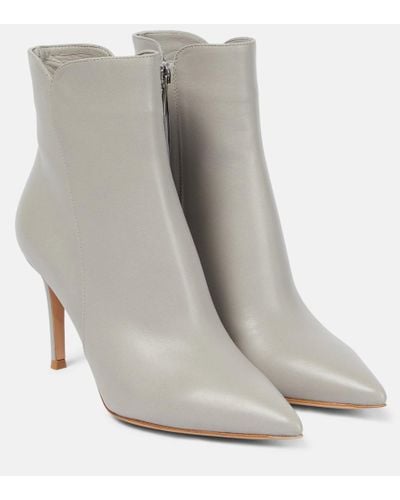 Gianvito Rossi Levy 85 Leather Ankle Boots - Gray