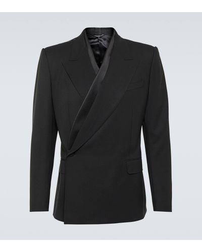 Dolce & Gabbana Blazer asymetrique en laine et soie melangees - Noir