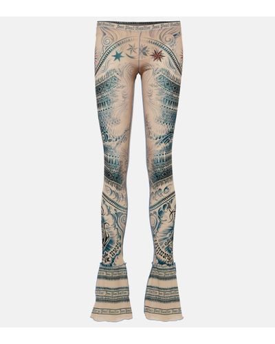 Jean Paul Gaultier Legging imprime evase - Bleu