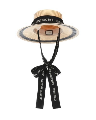 Gucci Ribbon-tie Straw-effect Hat - Black