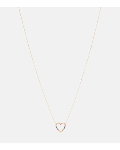 Roxanne First Halskette Heart aus 14kt Gelbgold mit Saphiren - Weiß