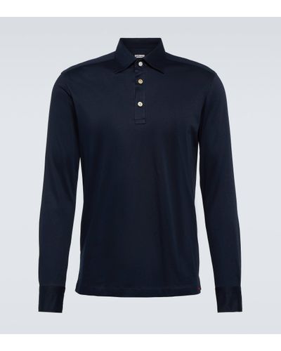 Kiton Cotton Poplin Polo Top - Blue