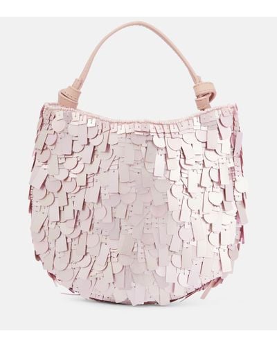 STAUD Crescent Mini Sequined Shoulder Bag - Pink