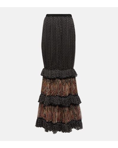 Etro Printed Silk Maxi Skirt - Black