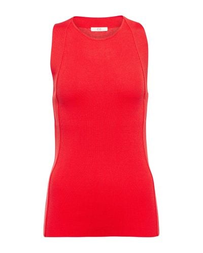 Co. Rib-knitted Silk Tank Top - Red