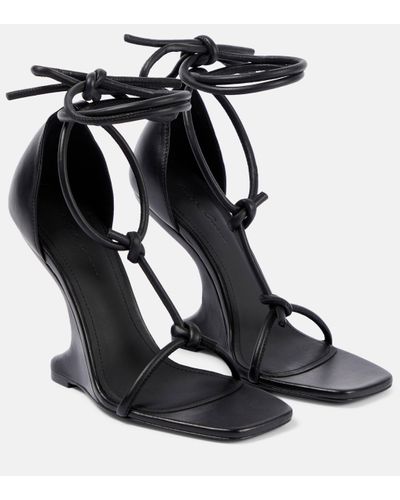 Rick Owens Cantilever Leather Wedge Sandals - Black