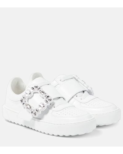 Roger Vivier Very Vivier Embellished Leather Trainers - White