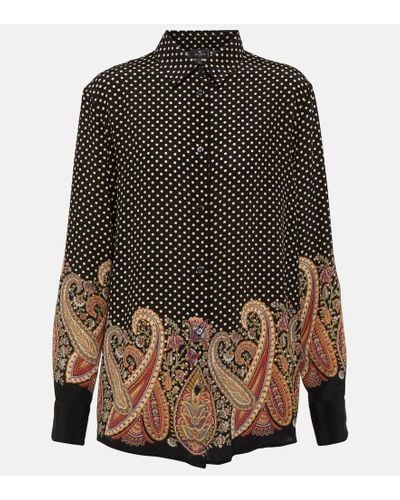 Etro Camisa de seda con lunares y paisley - Negro