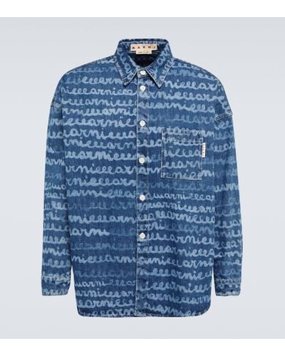 Marni Printed Denim Shirt - Blue