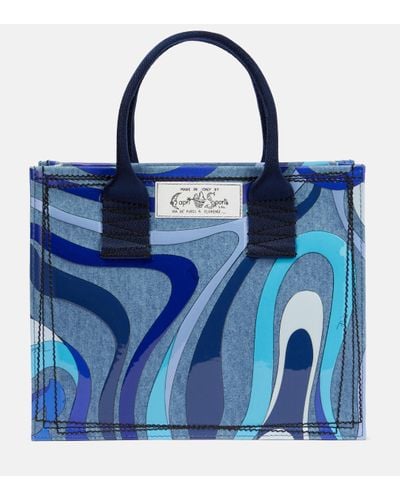 Emilio Pucci Printed Denim Tote Bag - Blue