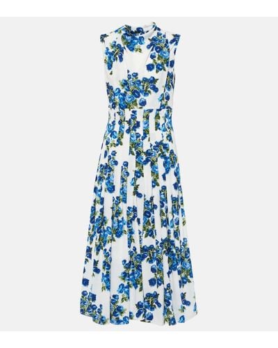 Emilia Wickstead Rosita Floral-print Woven Midi Dress - Blue