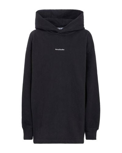 Acne Studios Sweat-shirt a capuche en coton a logo - Noir