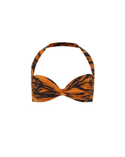 Norma Kamali Exclusivo en Mytheresa – top de bikini Bill con estampado de tigre - Marrón