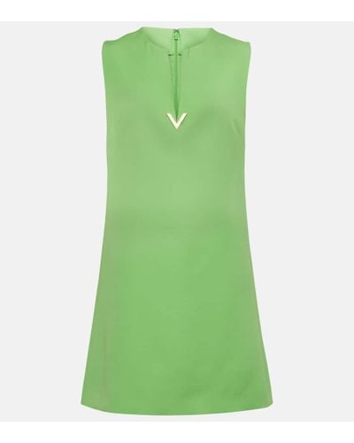 Valentino Vestido corto de Crepe Couture con VGold - Verde